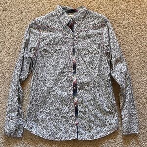 White & Black Swirl Button Down Shirt